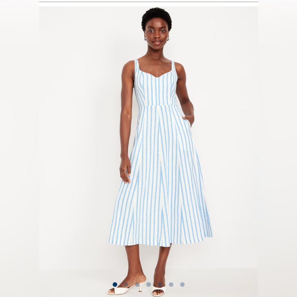 Old Navy Fit & Flare Sleeveless Linen-Blend Midi Dress